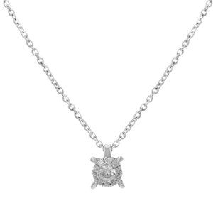 0.10Cttw Bliss by Damiani Cluster Diamond Pendant Necklace 18K White Gold